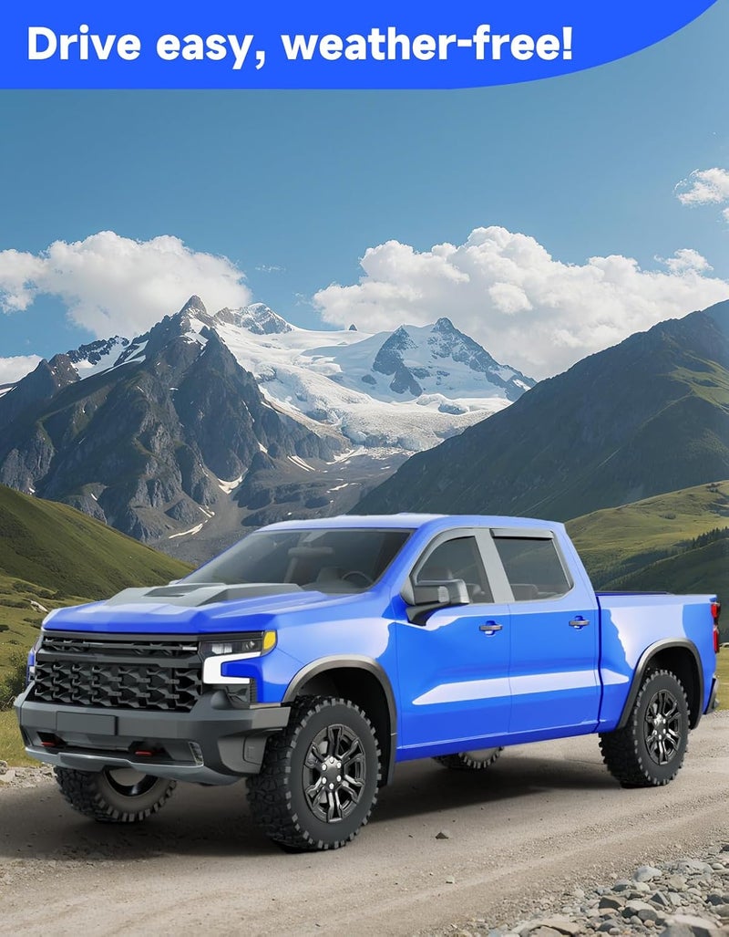 Breejoy in-Channel Extra Durable Rain Guards Fit for Chevy Silverado/GMC Sierra 1500 2019-2026 Crew Cab， Window Rain Guards Visors Vent Visors Window Deflector Vent Shades Car Accessories -4 pcs - Image 2
